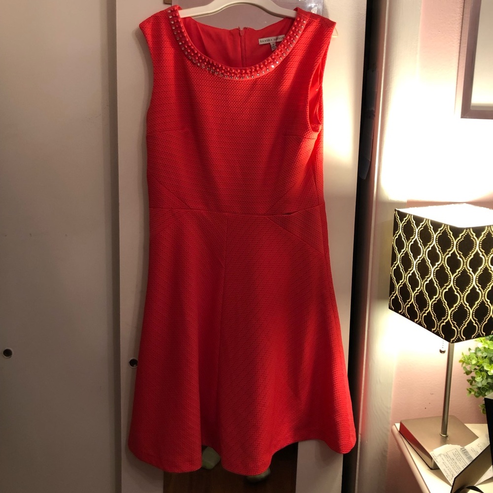 Coral beaded and lined dress